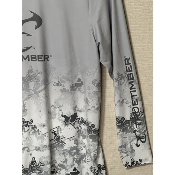 TrueTimber Mens Lt. Gray Camo Long Sleeve Performance Fishing Tee Shirt - Picture 3 of 11